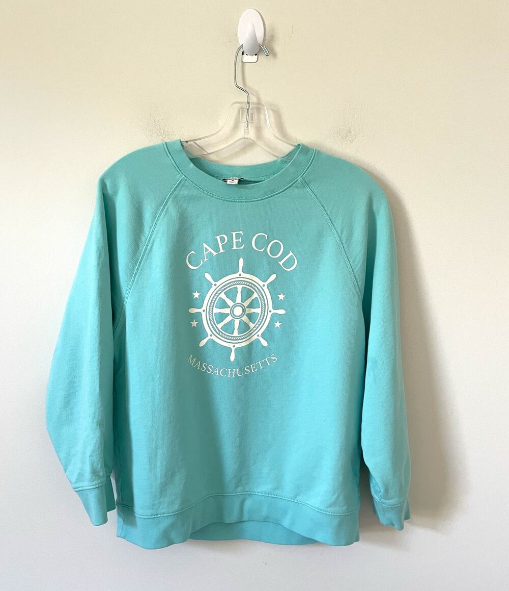 J. Crew Cape Cod Crewneck Sweatshirt Teal Blue Size Small